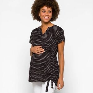 Elegant Black Patterned Maternity Blouse